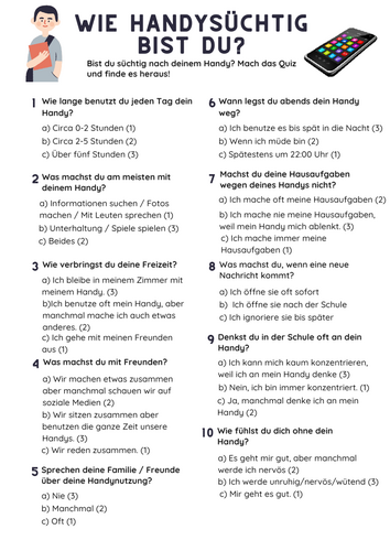 GCSE German: Wie handysüchtig bist du?
