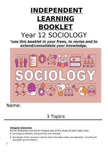 Sociology Independent Study Booklet