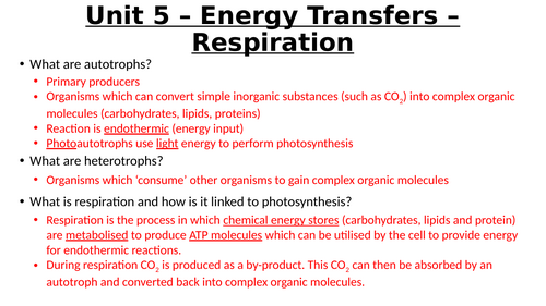A-Level AQA Biology - Respiration Workbook