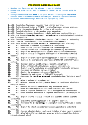 AQA Psychology - Guided Flashcard / Revision / Summary x8