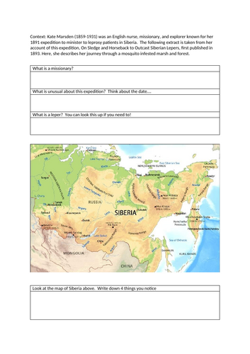 GCSE English KS3/KS4 Non fiction Antarctica Travels Through Siberia comprehension writing activities