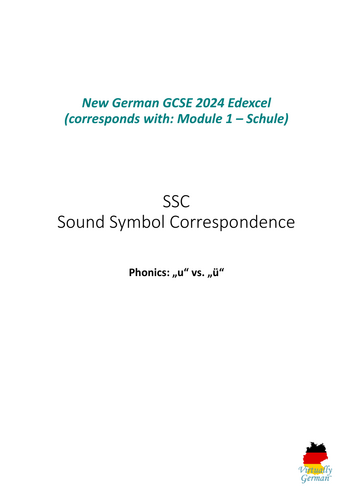 German Phonics u and ü - 2024 GCSE Edexcel SSC  – Sound Symbol Correspondence - Module 1 Schule