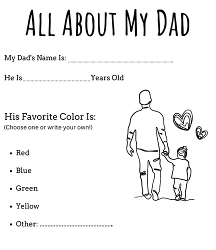 Printable father's day all about my dad worksheet - all about daddy worksheet
