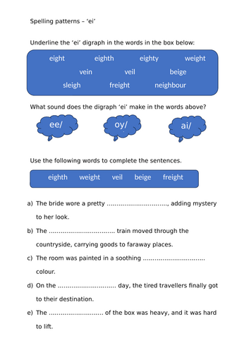Spelling pattern 'ei'