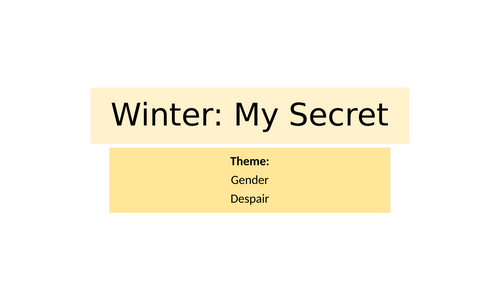 Christina Rossetti, Poem 7: Winter: My Secret