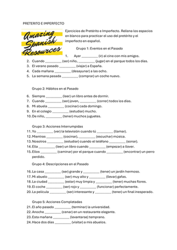 preterito vs imperfecto/ preterite vs imperfect 100 amazing sentences Spanish