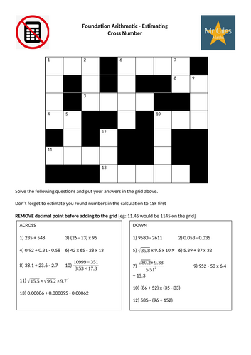 Foundation Approximations Topic Cross Number Bundle