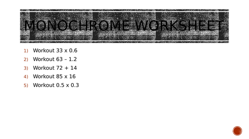 monochrome worksheet 2