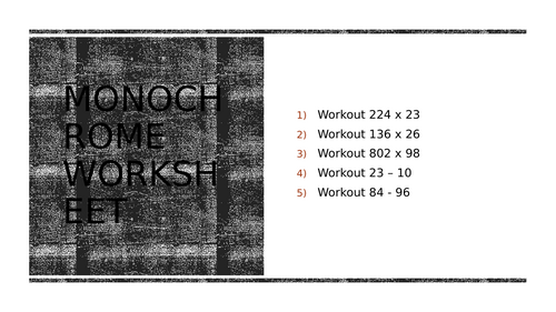 monochrome worksheet 12