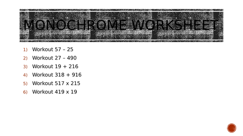 monochrome worksheet 13