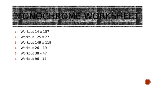 monochrome worksheet 14