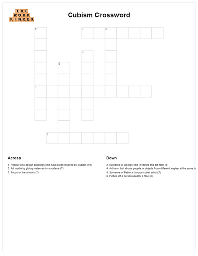 Cubism crossword
