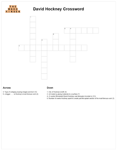 David Hockney Crossword