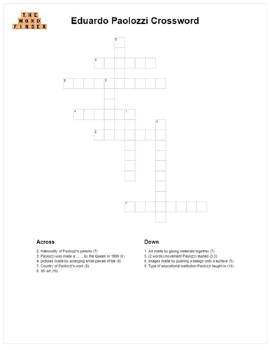 Eduardo Paolozzi crossword