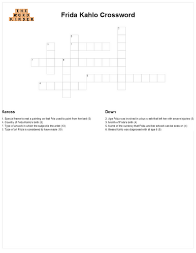 Frida Kahlo crossword