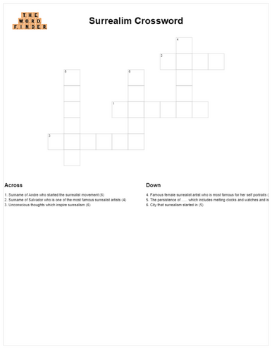 Surrealism crossword