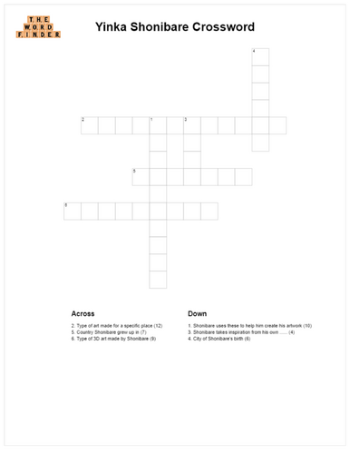 Yinka Shonibare crossword