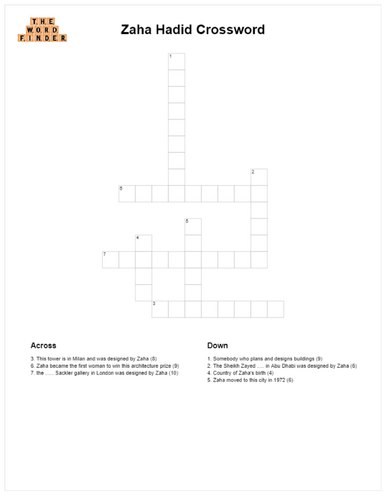 Zaha Hadid Crossword