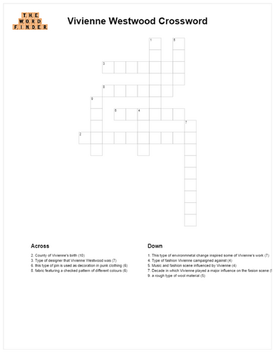 Vivienne Westwood crossword