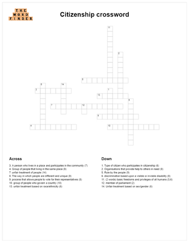 Citizenship crossword