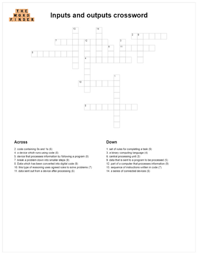 Inputs and outputs crossword