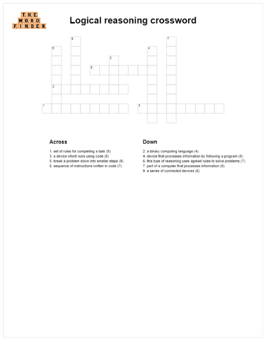 Logical reasoning crossword