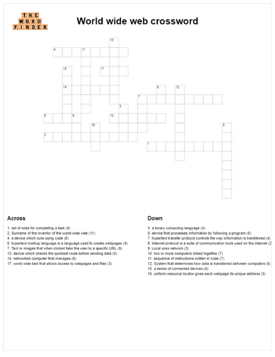 World wide web crossword