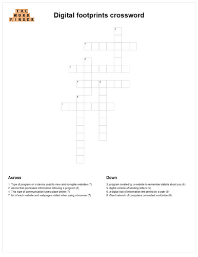 Digital footprints crossword