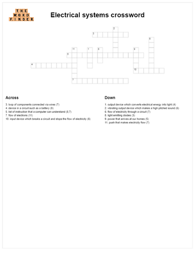 Electrical systems crossword