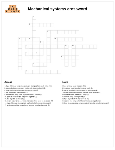 Mechanical systems crossword