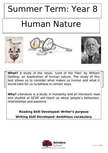 Lord Of The Flies Booklet Knowledge Organiser And Sow Ks3 Teaching
