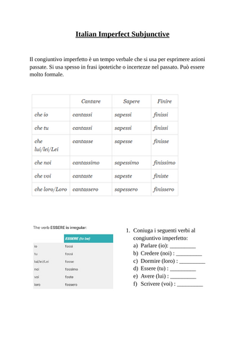 Imperfect Subjunctive Worksheets