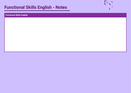 Functional Skills English Criteria Map Overview