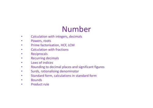 Knowledge organiser Maths Higher GCSE Number