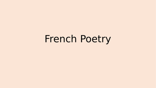 French poetry lesson