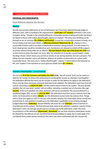 A-Level - Criminal Law (AO1/AO3 Models)