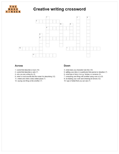 Creative writing crossword