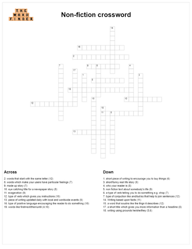 Non-fiction crossword