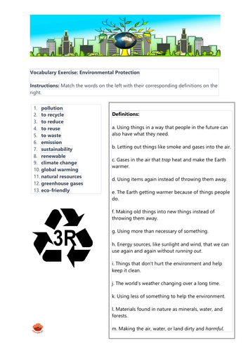 Environmental Protection - Vocabulary Activities
