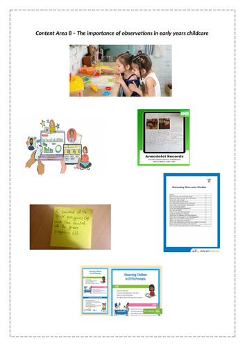 Content Area 8 -Level 1/2 Tech Award in Child Dev and Care in Early Years - Obs and Assessment