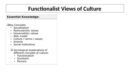 Topic 1: Sociological Theories of Culture - Full Topic AQA A Level Sociology Culture and Identity