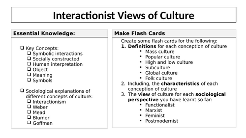 Full Lesson: Interactionist Theories of Culture - AQA Culture and Identity - Sociology A level