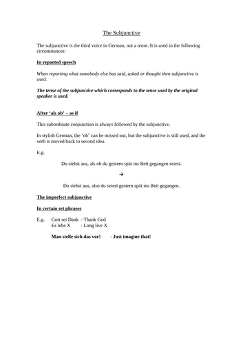 German Subjunctive Guide