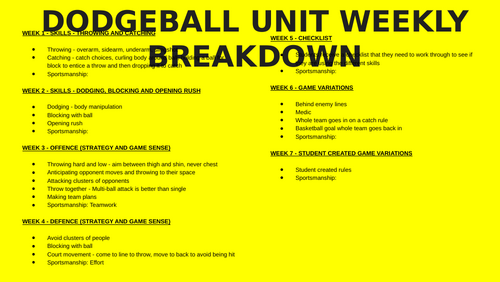 Dodgeball unit