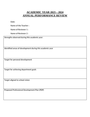 Annual review format