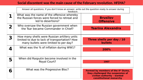 L6 Short Term Social Reasons for Feb 1917