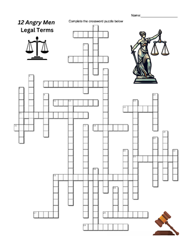 12 Angry Men Legal Terms Crossword Puzzle