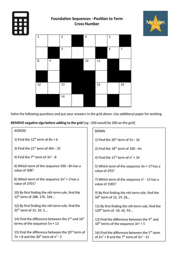 Foundation Sequences Topic Cross Number Bundle