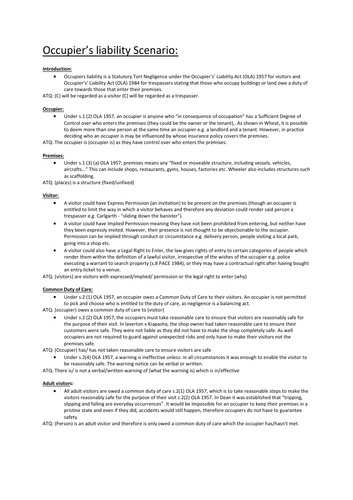 Alevel Law - Tort Scenarios: occupier’s liability