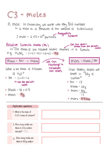 C3 - Mole calculation notes